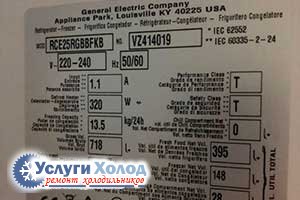 Шильдик GENERAL ELECTRIC RCE25RGBBFKB