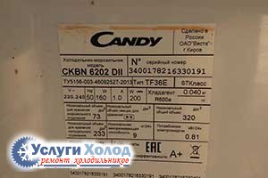 Шильдик CANDY CKBN 6202 DII