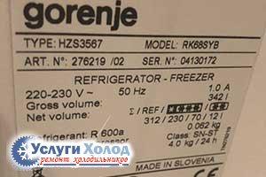 Шильдик GORENJE RK68SYB